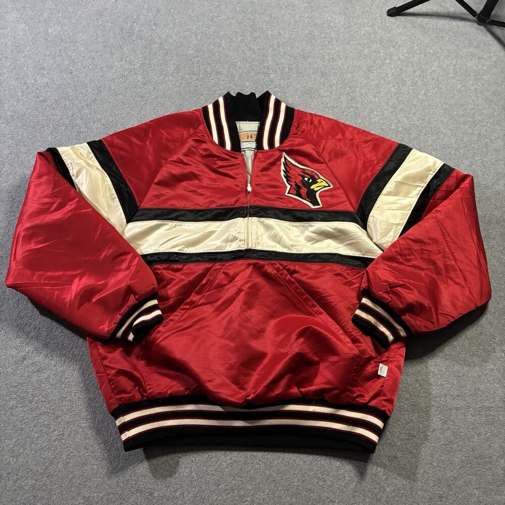 Vtg Arizona Cardinals Satin Jacket Hooter Sportswear Half Zip Pullover Large NFL